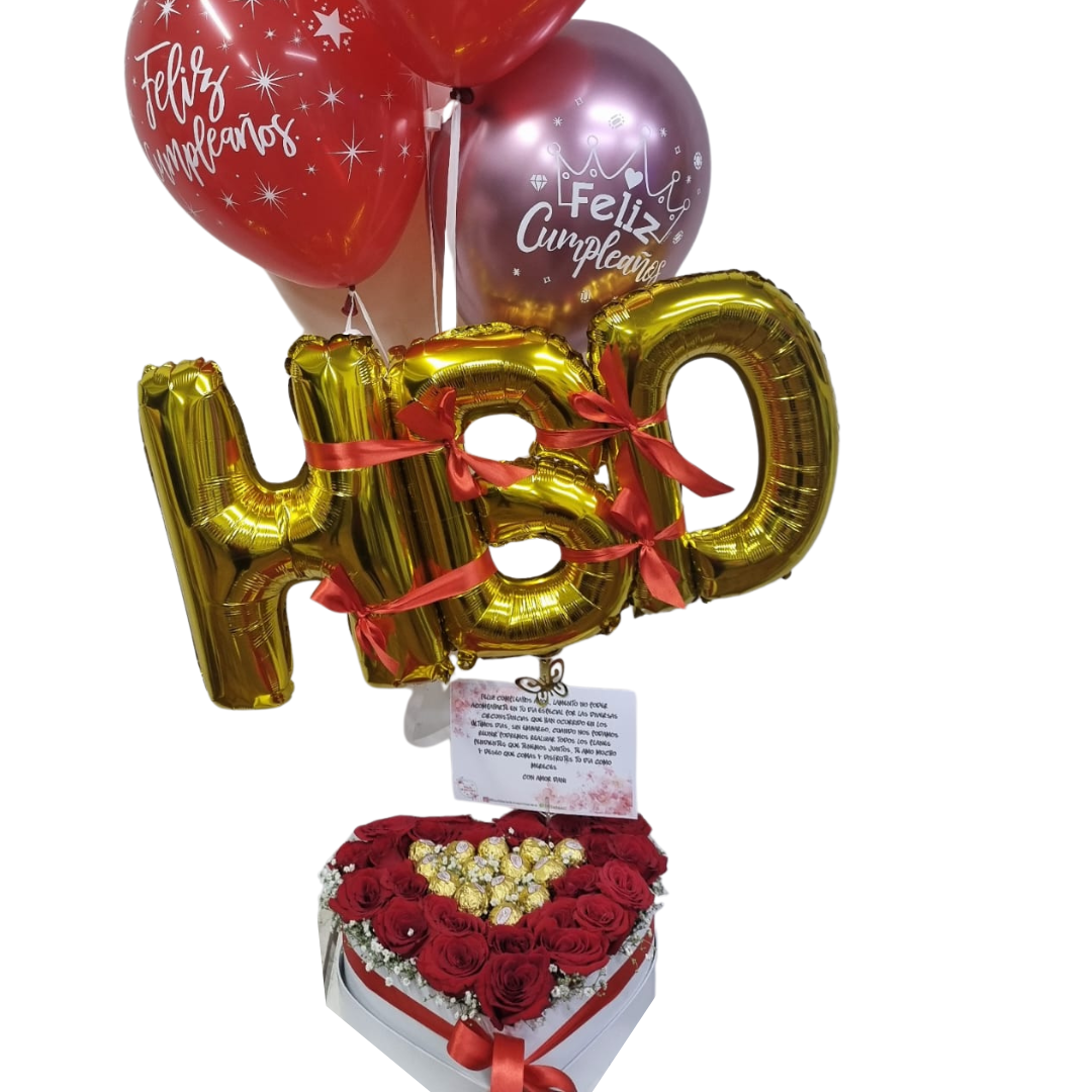 Corazón y fusison de globos